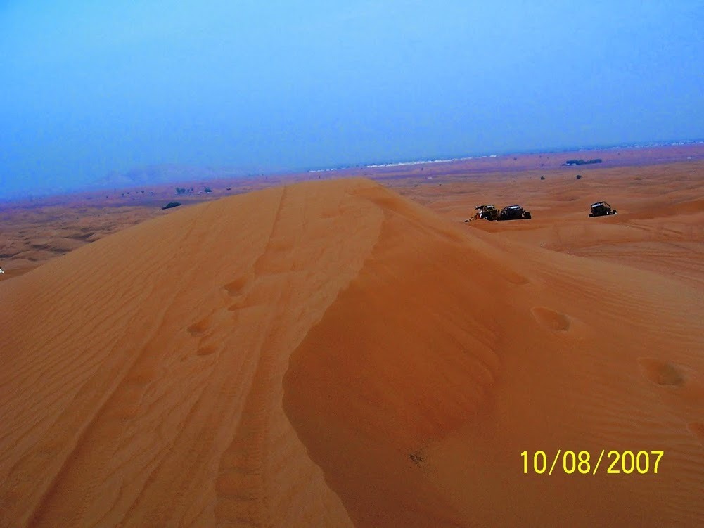 On the top of a sand dune