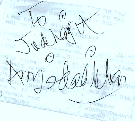 autograph of Amjad Ali Khan