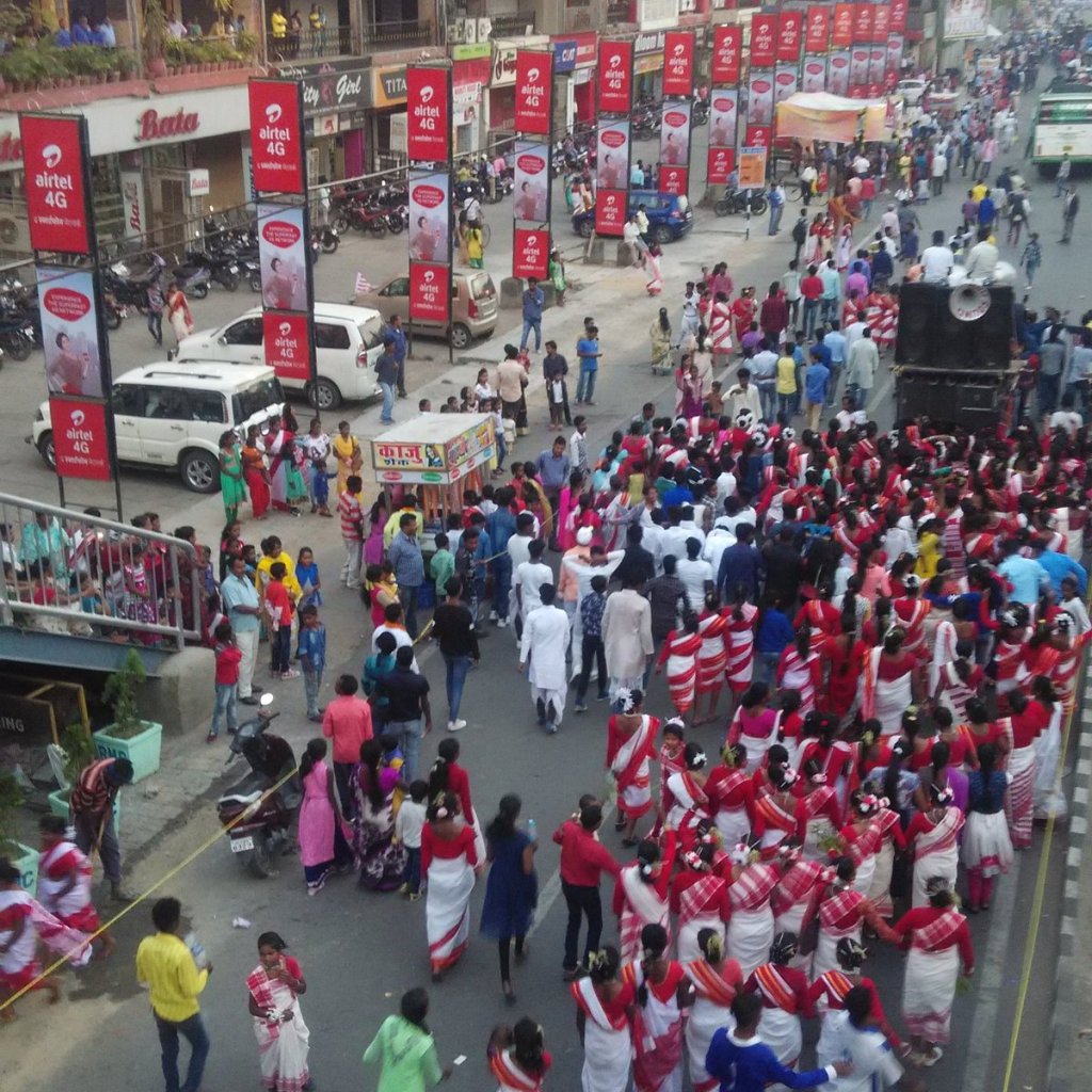 Sarhul procession on Main Road, Ranchi