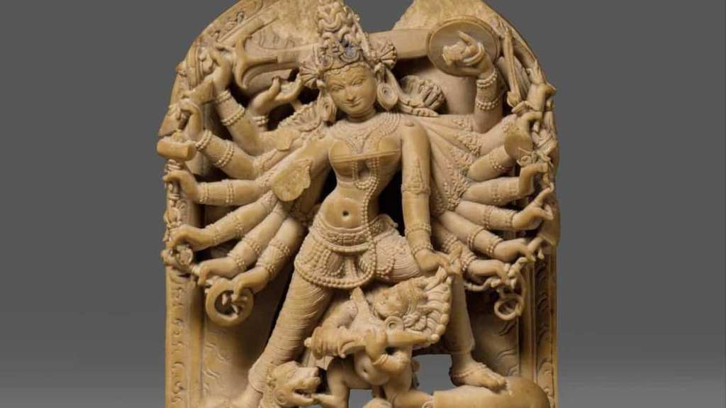 Goddess Durga slaying the buffalo demon, Mahishasura, Pala-Sena period, 12th century CE, Bengal. 